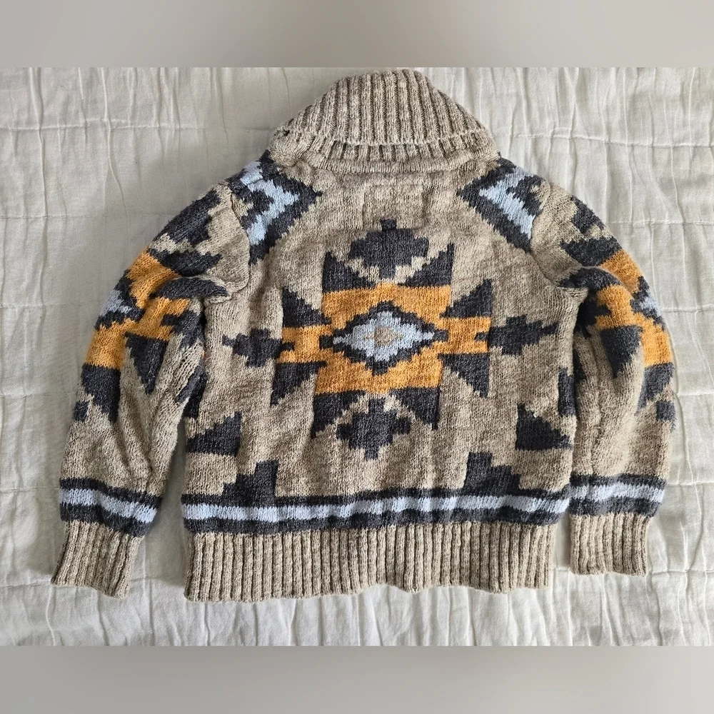 Oshkosh B'gosh Brown Knit Aztec Western Print Cozy Cardigan Sweater 2T